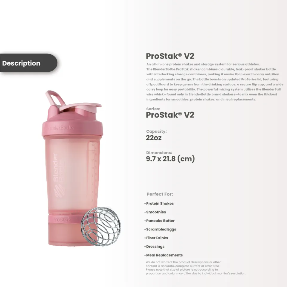BlenderBottle ProStak 22 oz Pink Shaker Cup with 2 Attachable Storage Jars  and Vitamin Tray Inside 