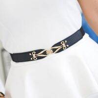 Women Elastic Vintage PU Leather Thin Waistband Waist Belt Waist Chain Matching Dress Belt