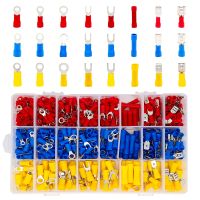 ✥ 520 insulated wire terminal lug sets crimp cable hybrid ring spade butt joint quick disconnect combination connector kit