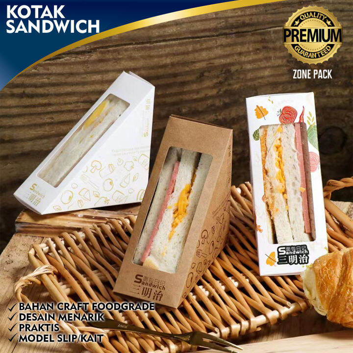 [10 PCS] Kotak Sandwich Paper Craft Box Packing Sandwich Mika