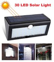 Solar Motion Sensor Wall Light ไฟพลังงานแสงอาทิตย์ 30LED เซ็นเซอร์จับความเคลื่อนไหว โคมไฟติดผนังกันน้ำ / ไฟรักษาความปลอดภัย