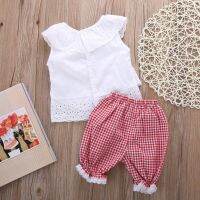 Baby Girls White Bow Lace Tops T-shirt+Pants 1-4Y