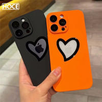 HOCE เคสสัญลักษณ์รูปหัวใจแบบกลวงสำหรับ iPhone 14 Pro Max 13 12 11 Pro Max 14 Plus เคสกันกระแทกแบบบางเคลือบพร้อมฟิล์มเลนส์