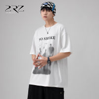 2Rz Mens Short-Sleeved T-Shirt Fashion Brand Cotton Loose Mens And Womens Same Double Shadow Vintage Print American High Street T-Shirt