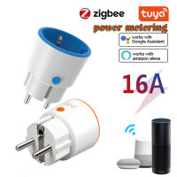 Tuya Smart EU 16A สี Zigbee Plug ทรงกลมซ็อกเก็ตไร้สาย Smart Life App วัดแสงทำงานร่วมกับ Alexa Smartthings