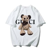 Summer Cotton Men T-Shirts 3D Bear Print Street O Neck Leisure Unisex Oversized Fashion Clothing Short Sleeve Free Shiping