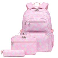 【LZ】▬♠  Mochilas Leves para Alunos do Primário Mochilas Escolares Infantis Bolsas de Moda e Estojo para Lápis Mochilas Kawaii Kids 3Pcs por Conjunto