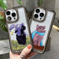 For IPhone 14 Pro Max IPhone Case Soft Case TPU Couple Case Plating Button Shockproof Cartoon Purple Cat Compatible for IPhone 13 Pro Max 12 Pro Max 11 Pro Max