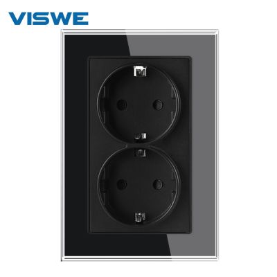 【NEW Popular】 WallSockets UprightGlass Panel EUACPoints Plug110 250V RussiaEurope โฮมออฟฟิศ