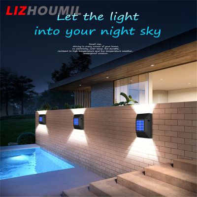 LIZHOUMIL 2pcs 6led Solar Wall Light Weather-proof Outdoor Step Lamp For Path Garden Patio Pathway Stairs Decor