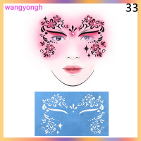 wangyongh สีทาหน้าใช้ซ้ำได้1ชิ้นแปรงพ่นสีกลิตเตอร์ลายฉลุสำหรับแต่งใบหน้า