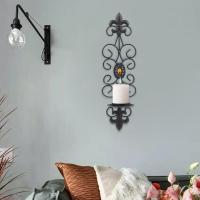 Hanging Tealight Candle Holders Black Rack Wall Sconces Table Centerpiece Antique Iron Metal Art Tealight Holder for Ornament