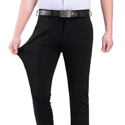 50HOT Men Fashion Solid Color Stretchy Dress Pants Formal Business Wedding Trousers