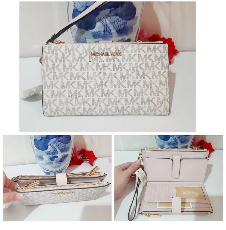 Pink and white discount michael kors wallet