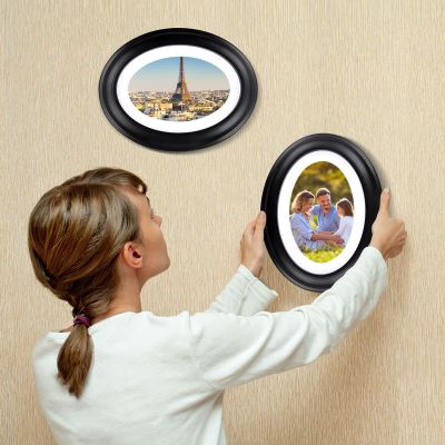 【CW】 7 Inch Classic Oval Wood Picture Frame Wall Hanging Decoration - Send Seamless And S