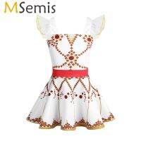 ❦ MSemis Kids Baby Girls Tutu Ballet Dress Leap Ruffles Square Neckline Gymnastics Ballerina Dancewear Fairy Movie Cosplay Costume