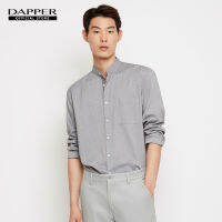 DAPPER เสื้อเชิ้ตคอจีน Cotton Blended ลาย Dobby สีเทา