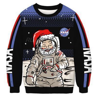 Ugly Christmas Sweater For gift Santa Elf Funny Pullover Womens Mens Jerseys and Sweaters Tops Autumn Winter Clothing