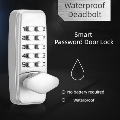 ประตูที่ต้องใส่รหัสผ่านอัจฉริยะ Deadbolt กันน้ำกลางแจ้งที่ล็อกไร้กุญแจโหมดการเข้าสู่สลักล็อคประตูทางที่ล็อคประตูไม้การโจรกรรม