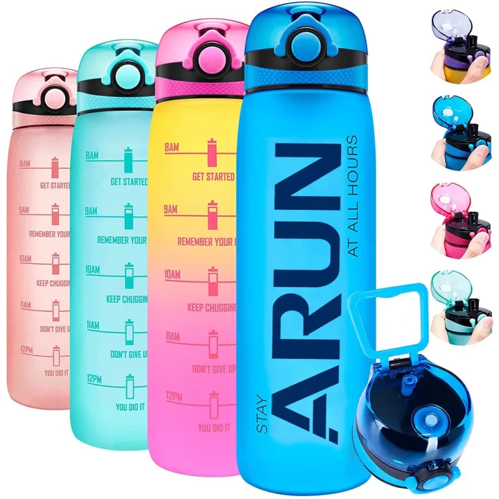 Sports Water Bottle with Leak Proof Flip Top Lid and Security Lock, BPA