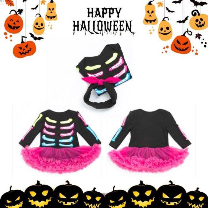 สินค้าขายดี-halloween-ชุดบอดี้สูท-colorful-skeleton-ชุดแฟนซี-ชุดเด็ก-การ์ตูน-fancy-kids-christmas-haloween