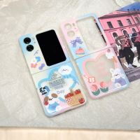 ฝาหลังแบบฝาพับ FindN2ทรงกระต่ายลายดอกไม้น่ารักแบบเกาหลีรูปกระต่ายเมฆเคสแอปเปิ้ลไอศกรีมนมดาวสำหรับออปโป้ไฟนด์ N2