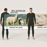 Merino Wool Men Thermal Underwear Set Merino Wool Base Layer 160G Lightweight First Layer Thermal Set Long Sleeve Top Bottom