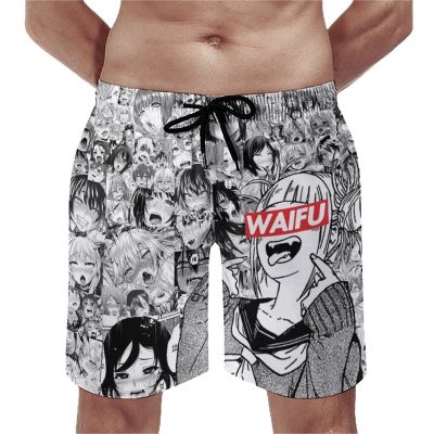 Hentai Mens Beach Shorts Quick Dry Swim Trunks 3D Printed Summer Short Pants With Pocket Anime Pattern Shorts Swimming Trunks