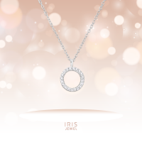 IRIS JEWEL สร้อยคอเงินแท้925 พร้อมจี้วงกลมประดับเพชรCZ  ( Silver Circle Necklace with Cubic Zirconia )