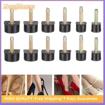 6 Pairs High Heel Tips Shoes Replacement Kit Black Durable Non-Slip U Shape  Shoes Repair Tip Tap Cap for Women Size 11 12 13 mm
