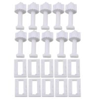 Bernicl 10Pcs White Plastic Rectangular Toilet Seat Cover Hinge Blind Hole Nut Screws