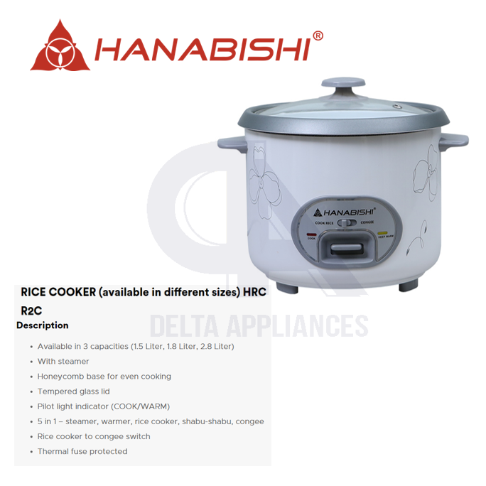 Hanabishi Rice Cooker (available in different sizes) HHRCFS