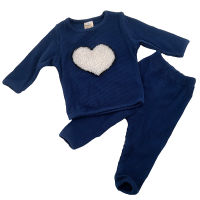 Casual Korean Baby Cotton knitting Clothing Sets Kids Boys Girls Autumn Loose Tracksuit Pullover tops+pants 2pcs Heart Outfits