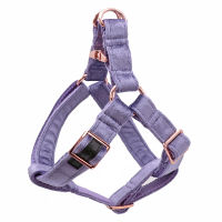 Light Purple Velvet Dog Harness Basic Dog Leash Adjustable Buckle Cotton Fabric for Dog or Cat