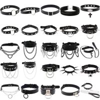 【DT】hot！ Punk Egirl Choker Collar Leather Bondage Goth Jewelry Gothic Male Necklace Accessories