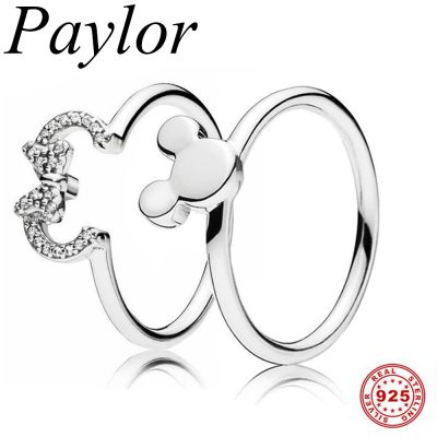 【CC】 Paylor 925 Sterling Pave CZ Minnie Rings for Fashion Couple Jewelry Female Dropshipping
