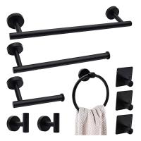 Towel Bar Set No Punch Coat Hook Set 9 Piece Black Bathroom Hardware Set Towel Bar Set Bathroom Wall Towel Rack