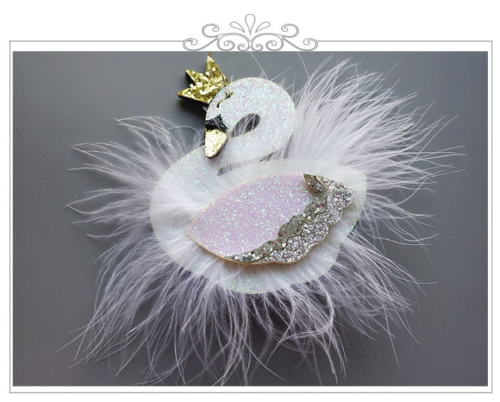 boutique-10pcs-fashion-cute-glitter-tiaras-felt-swan-hairpins-solid-white-fur-bird-hair-clips-princess-headwear-hair-accessories