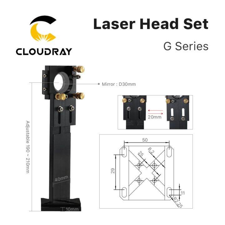 cloudray-co2-laser-head-set-mirror-diameter-30mm-and-lens-diameter-25mm-focal-length-63-5-amp-101-6mm-for-high-power-co2-laser-head