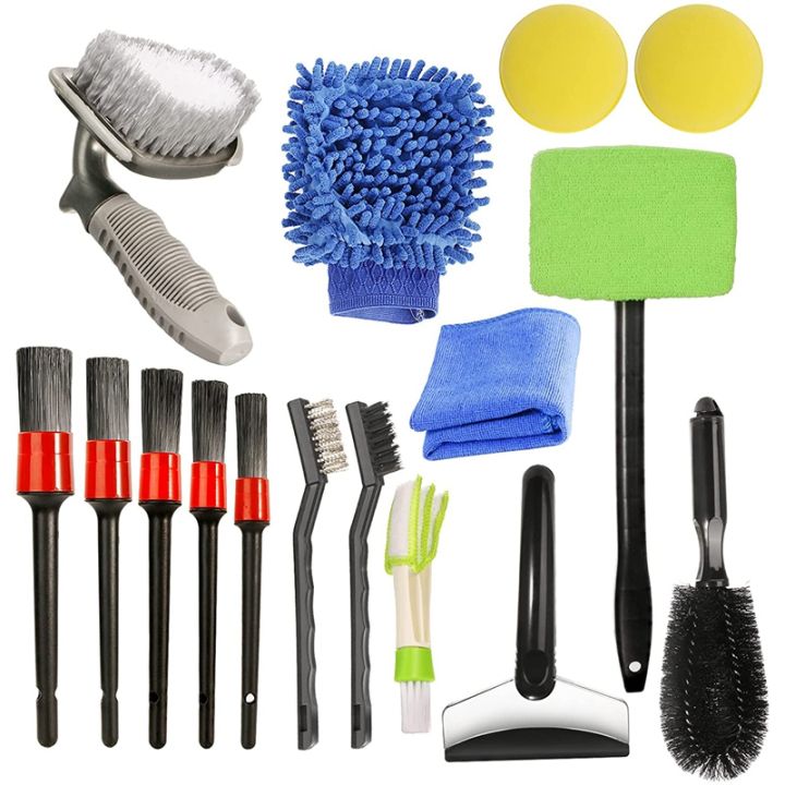 16pcs-car-care-brush-kit-detailing-brushes-wheel-tire-brush-ice-shove-gloves-dirt-dust-clean-car-wash-cleaning-tools-set