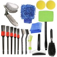 16Pcs Car Care Brush Kit Detailing Brushes แปรงยางล้อ Ice Shove s Dirt Dust Clean Car Wash Cleaning Tools Set