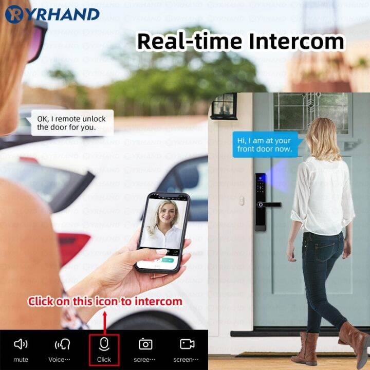 yrhand-tuya-ล็อควิดีโอ-wifi-อินเตอร์คอมอิเล็กทรอนิกส์ดิจิตอลรีโมตปลดล็อค-biometrics-กันน้ำสมาร์ทอินเตอร์คอมสำหรับบ้าน