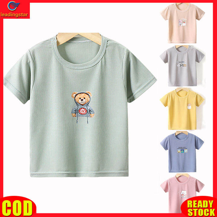 leadingstar-rc-authentic-kids-short-sleeves-t-shirt-round-neck-cartoon-printing-tops-casual-breathable-shirt-for-1-6-years-old-boys-girls