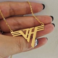 VH Charm Eddie 18K Gold Plated Stainless Steel Pendant Van Halen Logo Mena Necklace 1980 Classic EVH Rock Bnd Gift for Women2023