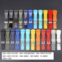 Strap for Casio G-SHOCK GA-100/110/140/200/400/700 GD-100 G-8900 GW-8900 Men Sport Waterproof Resin Silicone Watch Band 16mm 【BYUE】