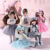 16 BJD Doll 30cm Little Girl Cute Dress 15 Movable Jointed Dolls Princess Toys Fahion Dress Beauty Hair DIY Toy Gift for Girls