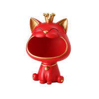 Lucky Cat Statue Sculpture Table Decoration Figurine Sundries Storage Box Modern Living Room Desk Home Decor