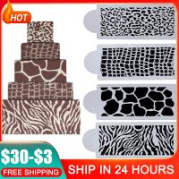 4pcs Plastic Cake Mat  Stencil Leopard Stencil Zebra Animals Skin Shape Cake Border Decorating Tools Cake Mold Baking Decor 2019 Bread Cake  Cookie Ac