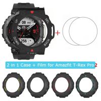 2-in-1 Protective Case Screen Protector Glass for Amazfit T Rex 2 TRex 2 Smart Watch Bumper Protection Cover Tempered Glass