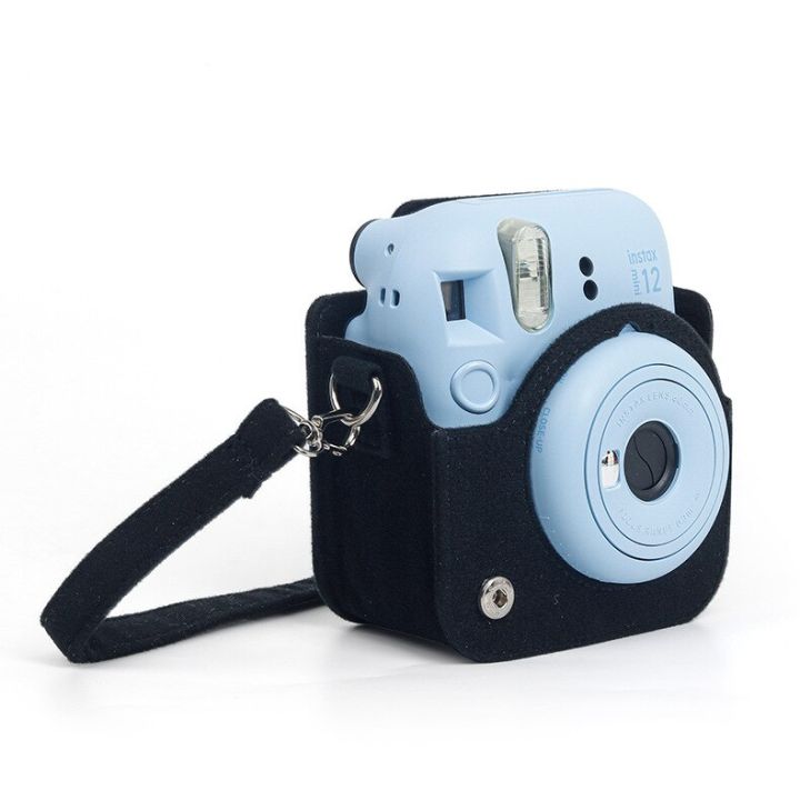 กระเป๋าผ้าสักหลาดสีดำสำหรับกล้อง-fujifilm-instax-mini-12-instax-mini-เคสป้องกันกล้องแบบย้อนยุคน่ารักสำหรับ-instax-mini-12อุปกรณ์เสริม